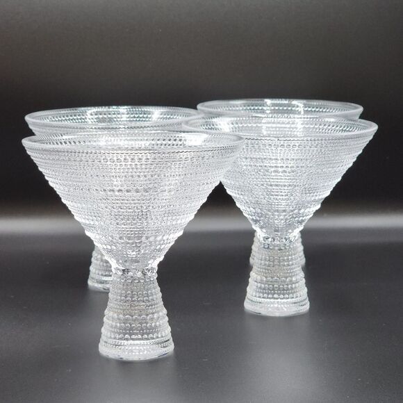 Fortessa Jupiter Beaded Martini Glass Set of Two‎ Embossed texture 11.5oz - Picture 8 of 8